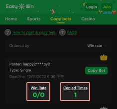 Start auto-copy betting